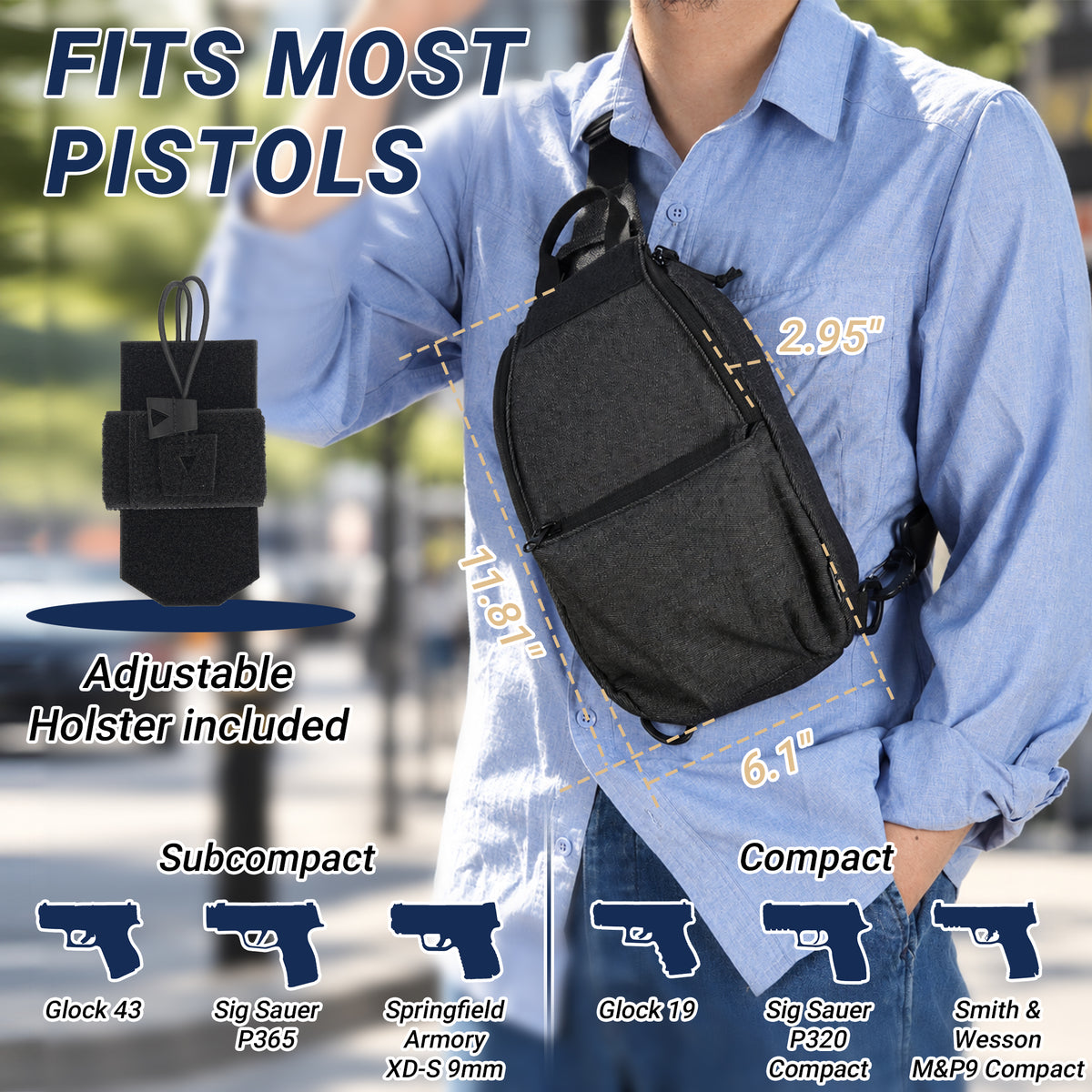 XPREX Denim Sling Bag with Removable Holster