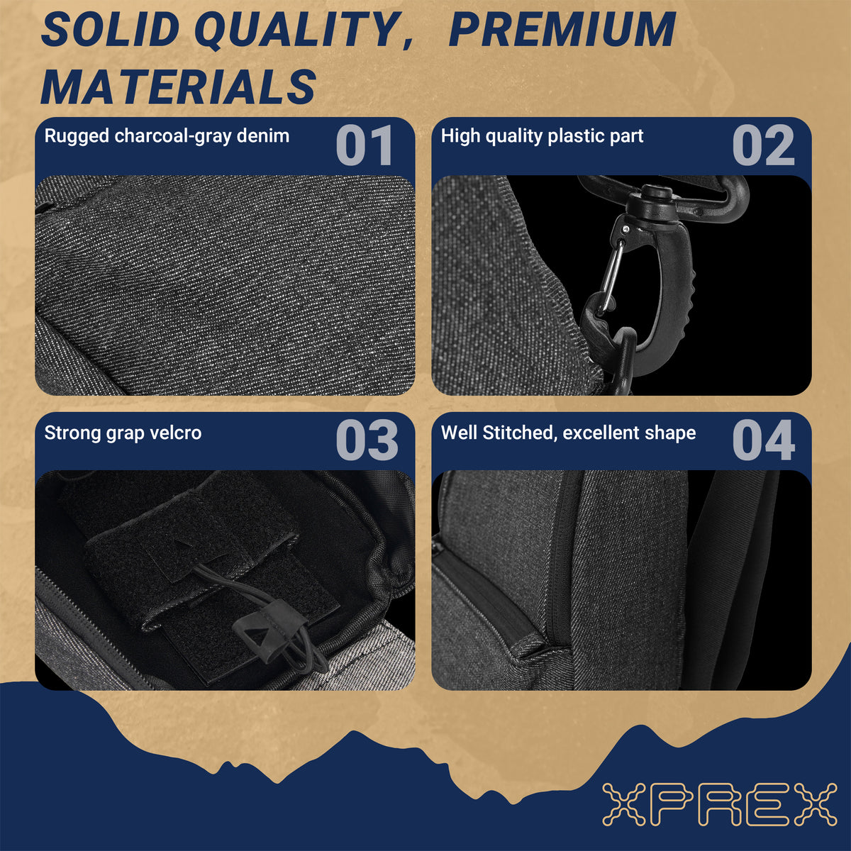 XPREX Denim Sling Bag with Removable Holster